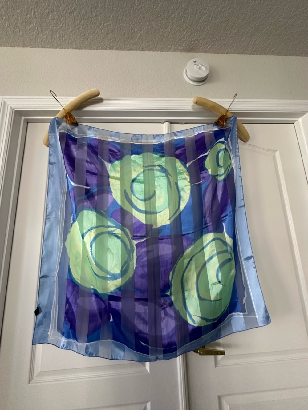 Lightweight Blue & Green Printed Silk Scarf